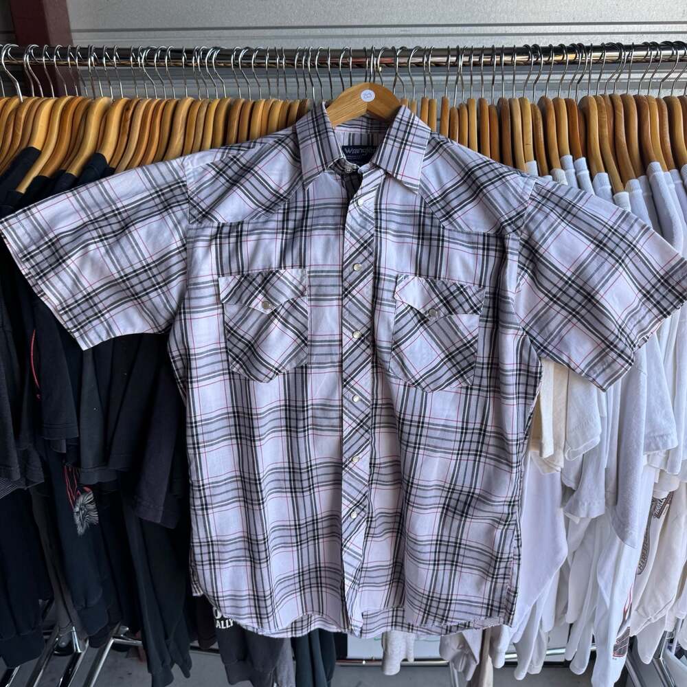 Wrangler Cowboy Pearl Snap Button Plaid Western Shirt